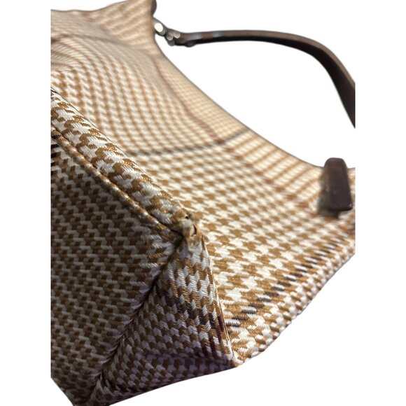 Lauren Ralph Lauren Shoulder Bag – Houndstooth Plaid Fabric & Leather Trim - Picture 9 of 12